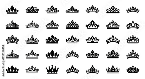 Collection of Royalty Symbols and Crown Illustrations in Various Designs and Styles