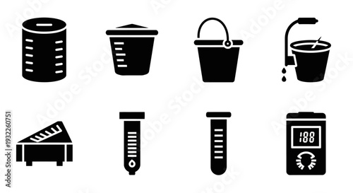 Collection of Simple Black Silhouette Icons Representing Various Photography and Film Equipment and Accessories