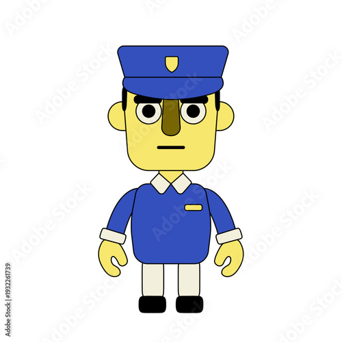 Strict Police Officer Character – Cartoon Security Guard