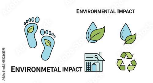 Set of 5 environmental impact icons vector