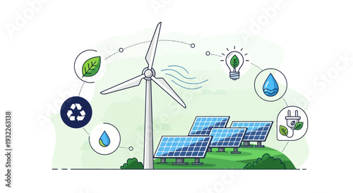 Vector illustration of renewable energy sources