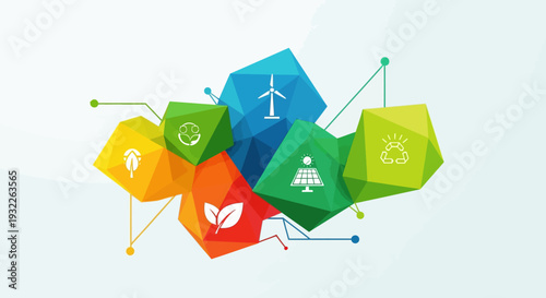 Set of 6 eco friendly icons vector