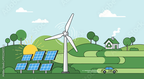 Vector illustration of renewable energy sources