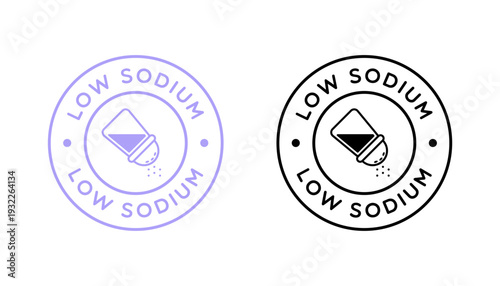 Vector Round Low Sodium Fat Badge Label