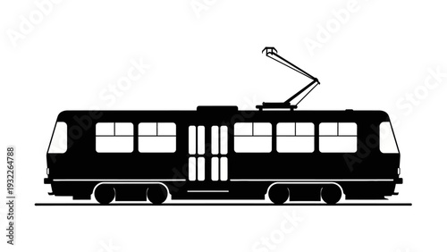 Black Silhouette of a Tram.