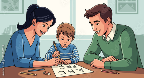 Family Engaging in Creative Activity Together.