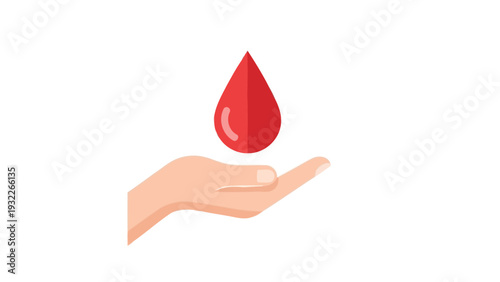 Red Blood Drop on Hand.