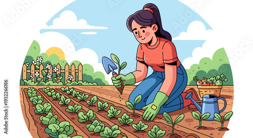Woman Gardening in Vegetable Garden 1.