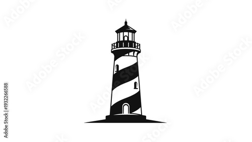 Black and white lighthouse tower.
