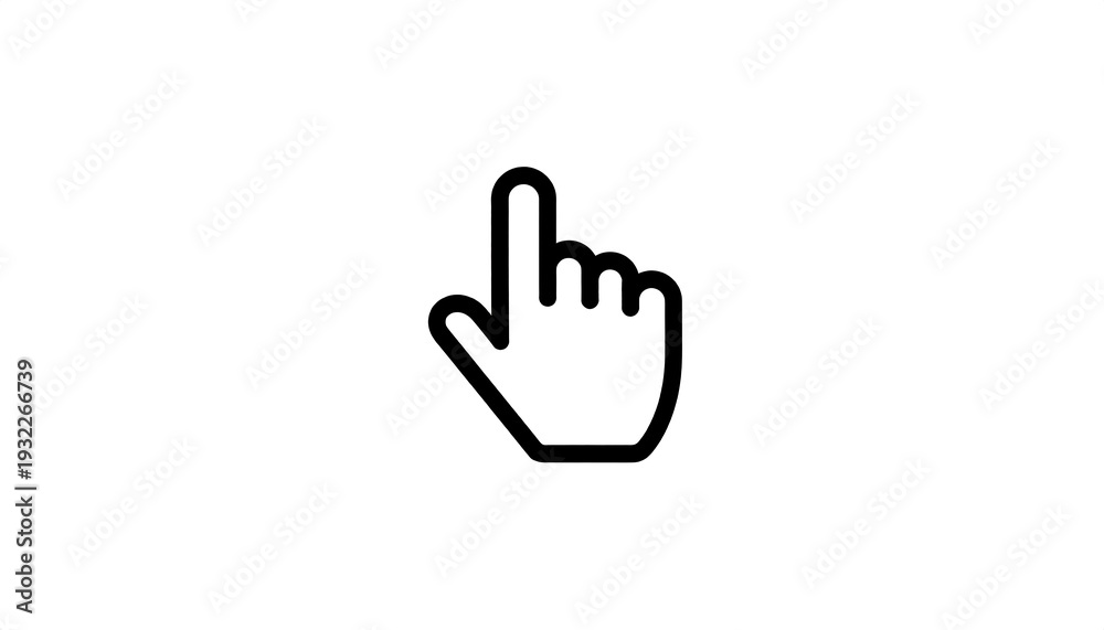Fototapeta premium Simple black outline hand with finger pointing up on a clean white background