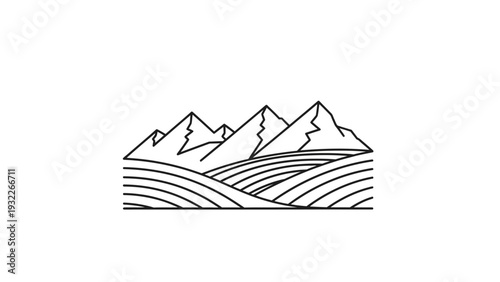 Mountain Range Landscape Illustration.