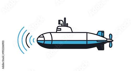 Submarine Underwater Vessel Navy Illustration. Vector Illustrations. EPS Editable