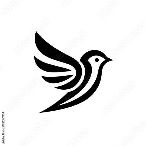Minimal Black Flying Bird Logo Icon Vector, Modern Abstract Bird Silhouette Logo Design, Minimalist Flying Bird Silhouette Vector