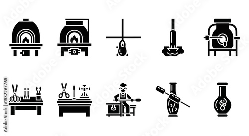 Scientific Laboratory Equipment Illustrations Featuring Microscopes, Beakers, and Various Tools for Experimentation and Research Purposes in a White Space