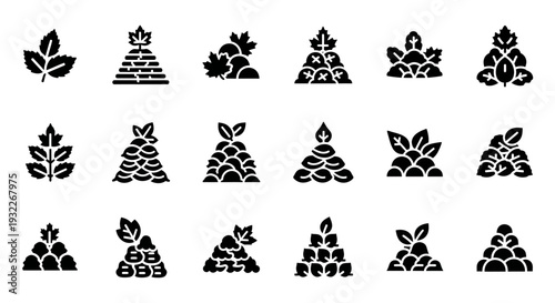 A collection of stylized illustrations depicting various beehive designs with floral and leaf motifs in a grid arrangement