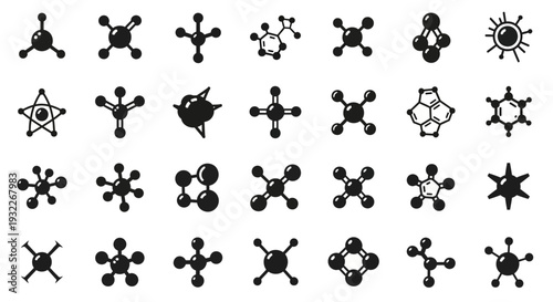 Collection of molecular structure illustrations displayed on a white background from various viewpoints