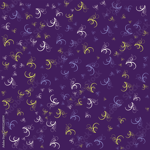 seamless background with bubbles Crickets Antennae Wild and Free Light Fabric Liana butterfly leaves a violet pattern
