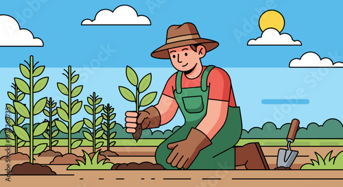 Gardener Planting Seedlings in Garden Soil 1.