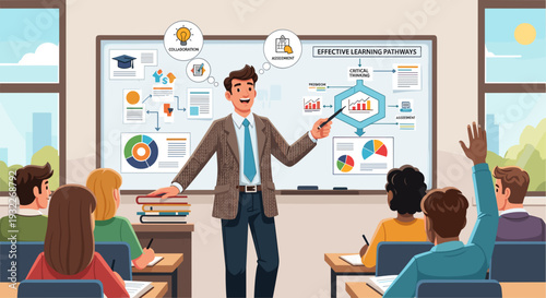 Male Teacher Explaining Lesson to Students.