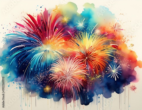 Wallpaper Mural fireworks on the day night on white background generative ai Torontodigital.ca