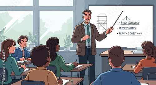 Teacher Lecturing Students in Classroom Setting 1.