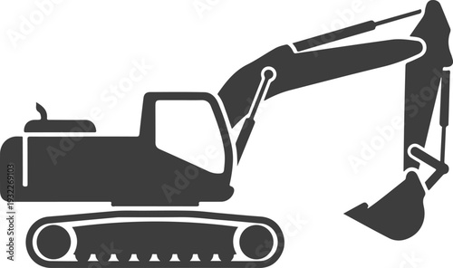 Excavator construction vehicle silhouette icon