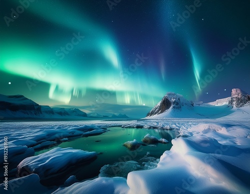 Wallpaper Mural northern lights with snow and ice in the foreground Torontodigital.ca