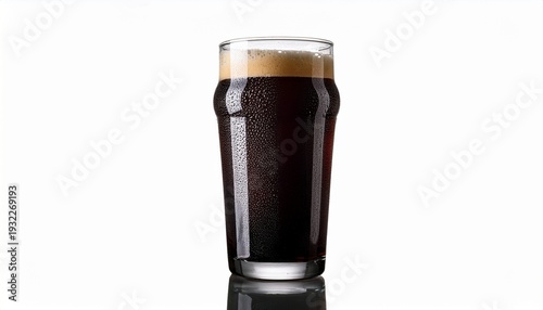 Wallpaper Mural tall glass of dark foamy beverage with condensation isolated on a white background and showing its reflection Torontodigital.ca