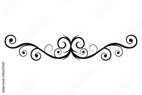 Black and white decorative swirls and curls ornate with symmetrical pattern