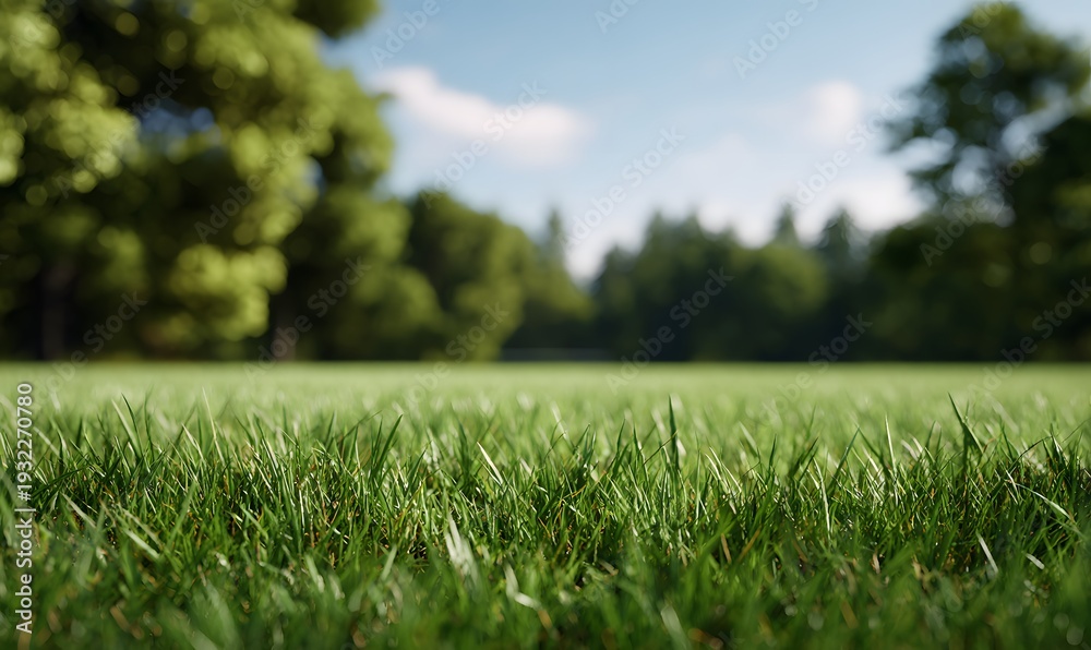 Fototapeta premium a football field at eye level, captured in a bright and sunny atmosphere