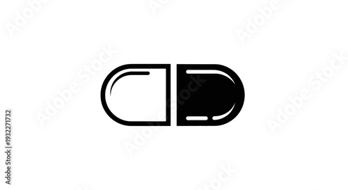 Medical Pill Icon Black and White - Health Care Symbol