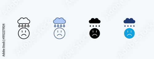 Sad Multiple Icon Illustration Vector