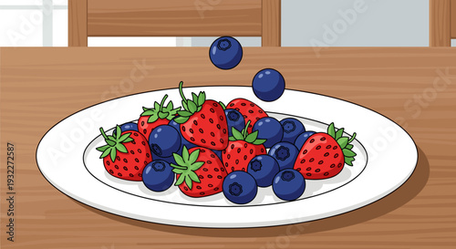 Fresh Mixed Berries on White Plate 1.