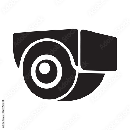 A simple black and white illustration of a security camera monitoring an area