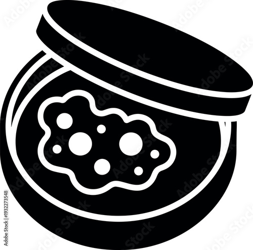 Simple black and white icon of a jar filled with bubbles