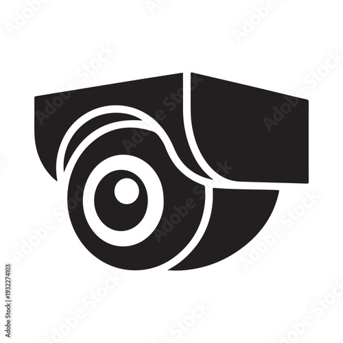 A simple black and white illustration of a security camera commonly used for surveillance