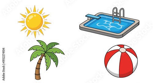 Vibrant summer icons for your design project