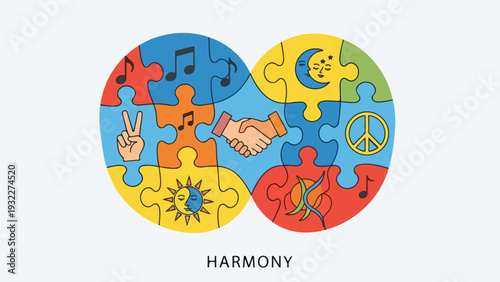Colorful puzzle art representing peace and harmony
