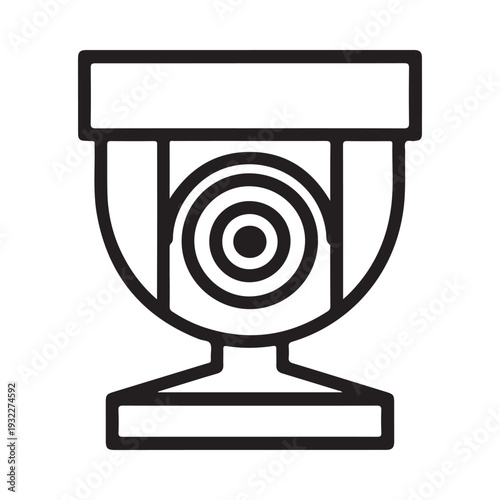 Simple black and white line drawing of a goblet or chalice with a circular design