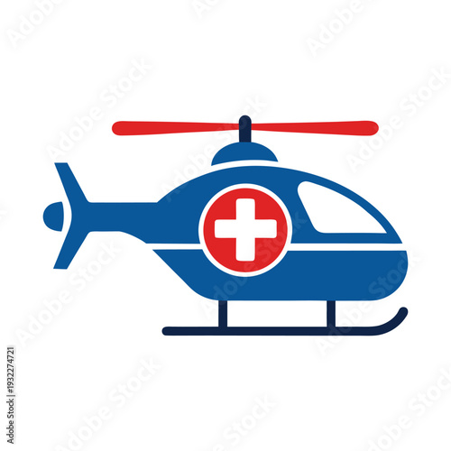 Air Ambulance Medical Helicopter Icon Outline and Silhouette Vector on White Background, Emergency Rescue and Healthcare Transport Symbol, Helicopter Icon for App UI, Web Design, Hospital, EMS and Dis