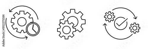 Gear Vector Icon Set, Cogwheel and Settings Symbol Collection, Mechanical Engineering Technology Icons Isolated on White
