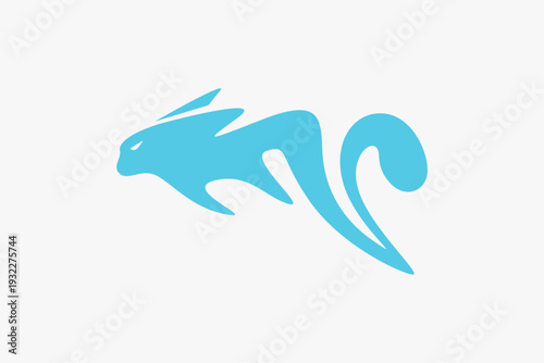 unique rabbit speed jump logo