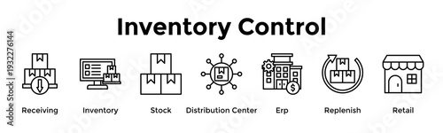 Inventory Control Banner Web Icon Vector Illustration Concept For Receiving, Inventory, Stock, Distribution Center, Erp, Replenish, Retail