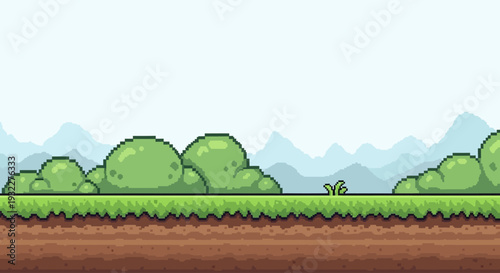 Simple Pixel Art Grass Platformer Game Background