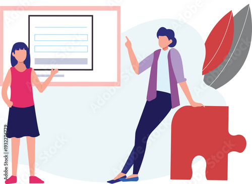 Girls are talking about  business problem.