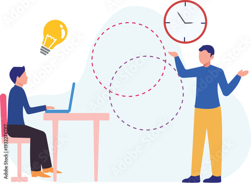 The boys is working small business on laptop