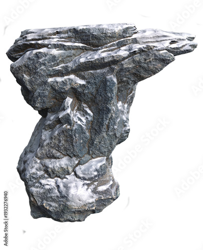 3D render of rock with snow and ice