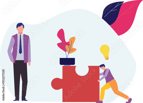 The boy is thinking to solve business problem