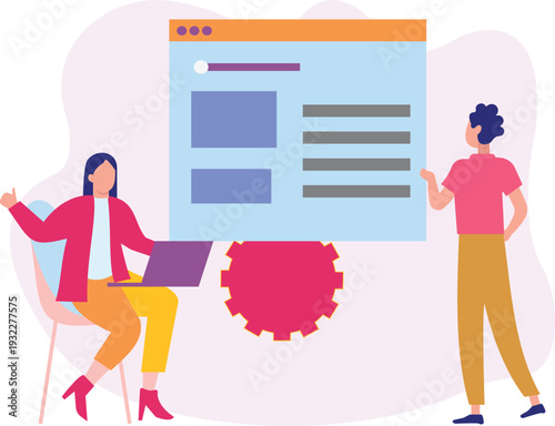 The boy and girl is working about webpage article