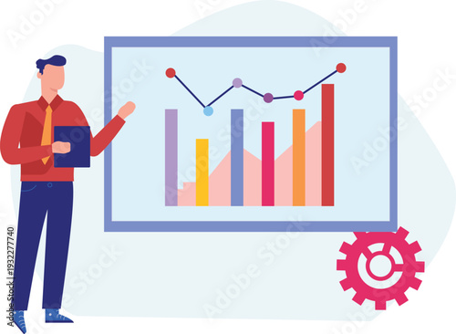 Boy explain bar graph